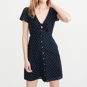 Abercrombie Navy and White Polka Dot Mini Dress - Size Small Petite